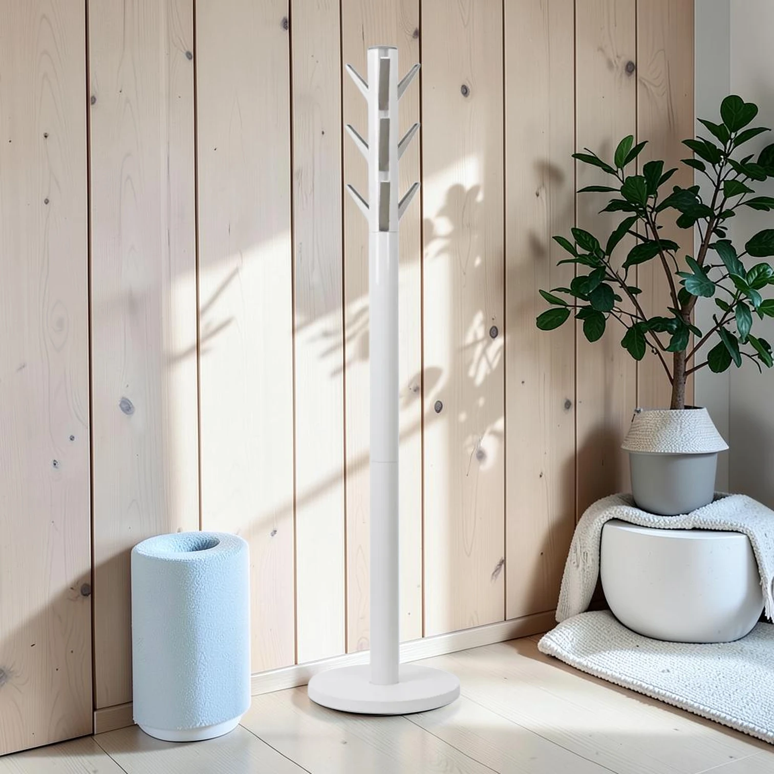 Freestanding Metal Coat Rack, White Finish, 20.7 lb Weight